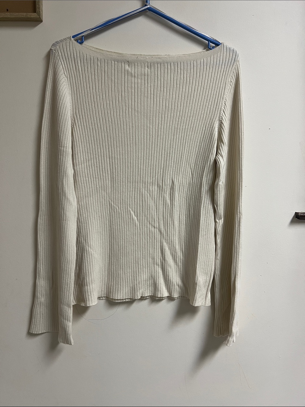 Leith Cream Ribbed Long-Sleeve Boatneck Top